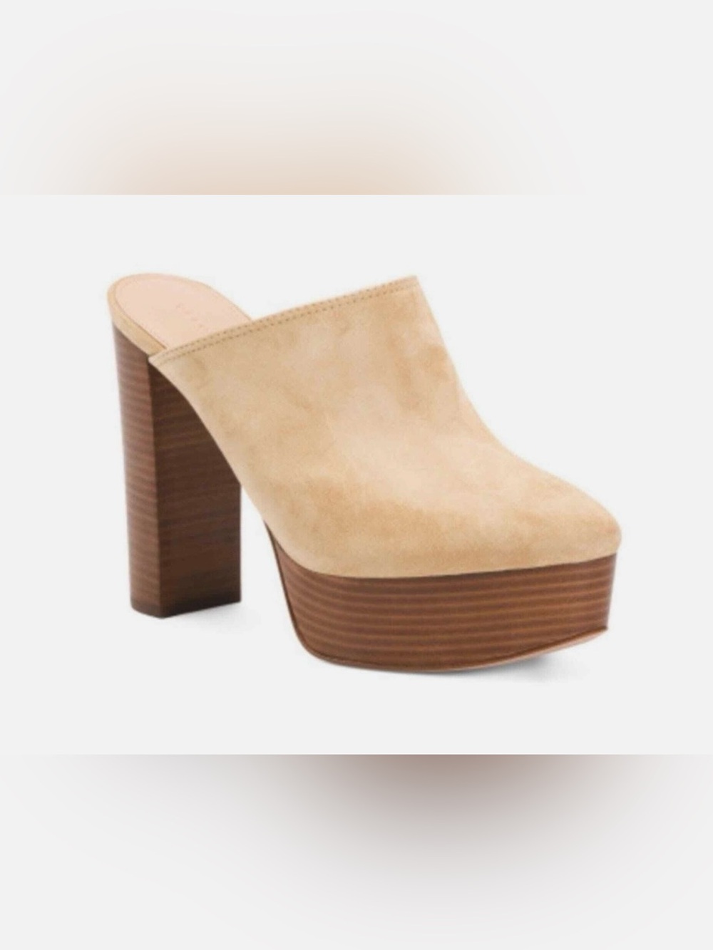 Veronica Beard Suede Maren Platform Clog in Desert. Size 7.5